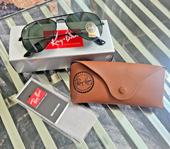 Ray-Ban Aviator Sunglasses Black Frame Dark green crystal G 15 Lens 3025 58 mm