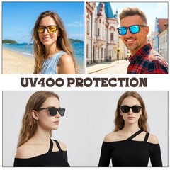 JATEBI 3 Pack Polarized Sunglasses for Men and Women Glare Black/Yellow/Blue
