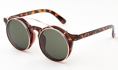Round Clear Lens Glasses Retro 3 in 1 two Clip Ons Interchangable Flash Lenses