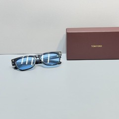 Tom Ford TF1362 Square Sunglasses Black Frame Blue Lens Unisex New w/ Box