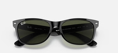 Ray-Ban RB 2132 901L New Wayfarer Black-Crystal Green Sunglasses
