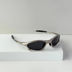 Oakley Penny X-Metal Sunglasses Silver Frame Black Lens Classic