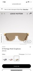 Louis vuitton Heritage Mask Sunglasses Z3243U Brand New