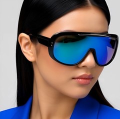 FUTURISTIC OVERSIZED ONE PIECE SHIELD LENS WRAP AROUND SPORT DESIGNER SUNGLASSES
