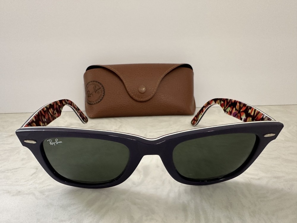 Ray Ban Wayfarer Sunglasses RB 2140 1020 Purple Floral Prints Pattern