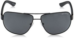 A|X Armani Exchange Men’s AX2012S Rectangular Metal Sunglasses, Satin Black