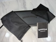 Chrome Hearts Designer Black Rectangle Full Rim Sunglasses w/ Case Pouch Cloth