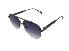 Maybach Rimless Round Metal Aviator Sunglasses Gunmetal Frame Lavender Lens MH29