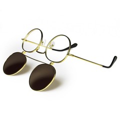 GLVSS Brand ‘Huncho’ Metal Round Flip-Up Sunglasses Gold Frame Smoke Tint Lens