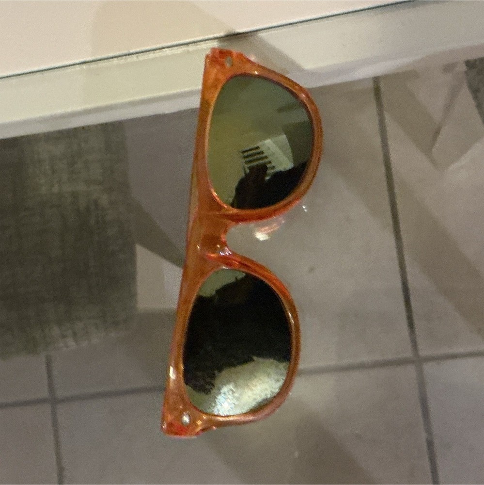 Unisex Adults Round Sunglasses Orange Plastic Frame Black Tinted Lenses