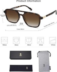 Retro Aviator Sunglasses for Women Men,Trendy Rectangle Womens Mens Shades Brown