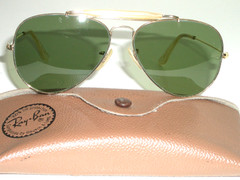 EARLY 1970’s 58[]14 VINTAGE B&L RAY-BAN GEP RB3 TRU-GREEN OUTDOORSMAN SUNGLASSES