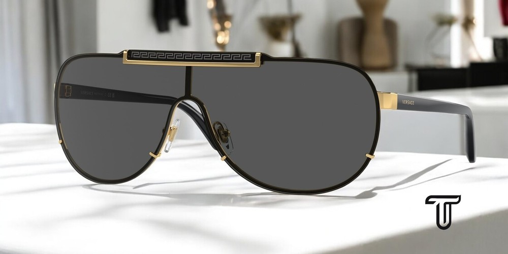 VERSACE VE2140 100287 Gold Gray 40 mm Men’s Sunglasses