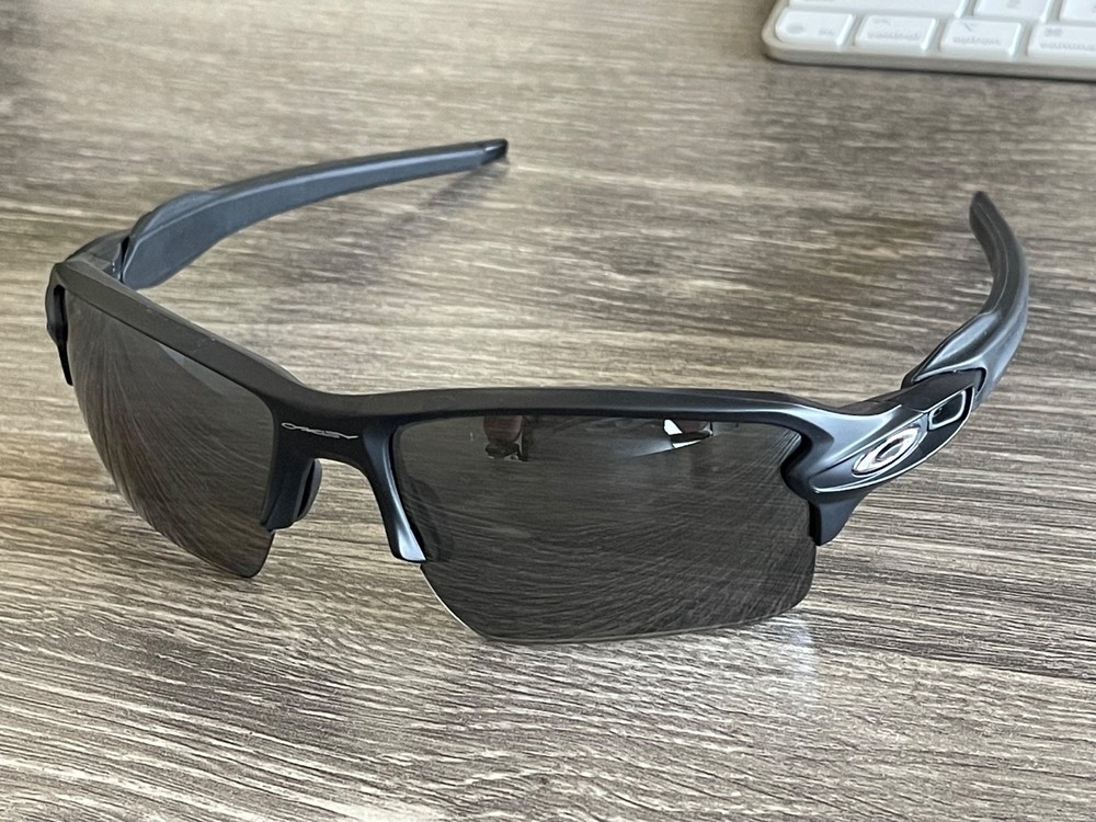 New Oakley FLAK 2.0 OO9188-9659 59mm Black Half-Rim Sport Sunglasses + CASE