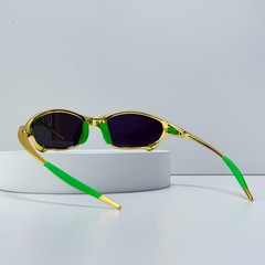 Vintage Oakley Juliet 1.0 X-Metal Gold Frame Blue Iridium Lens Green Arm