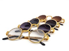 Shining Round Rhinestone Sunglasses Men Festival Sunnies Hippie Classic Shades