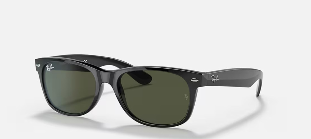 Ray-Ban RB 2132 901L New Wayfarer Black-Crystal Green Sunglasses