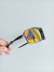 Oakley Badman X-Metal OO6020 Polarized Sunglasses Dark Gray Frame Red Iridium