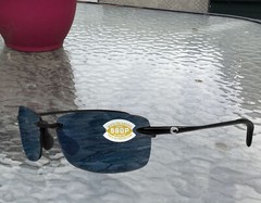 Costa Del Mar Ballast Shiny Black Frame Gray 580P Plastic Polarized Lens