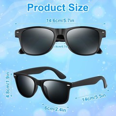 NEBURORA 6 Pack Black Sunglasses Bulk Retro Black Shades Party Sunglasses for…