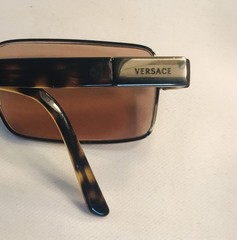 VERSACE Unisex Dark Brown Gold MOD 1129 – 54[]17 – 140 Rectangle Sunglasses EUC!