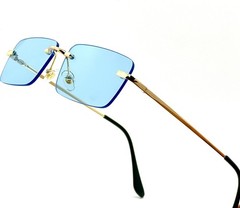 Mens Sunglasses Hip Hop SQUARE Frame Quavo Migos Rimless Clear Lens Gold Shades