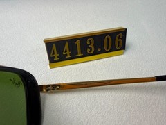 Ray-Ban RB4413 Navigator Sunglasses, Black & Gold Frame, Green G-15 Lens