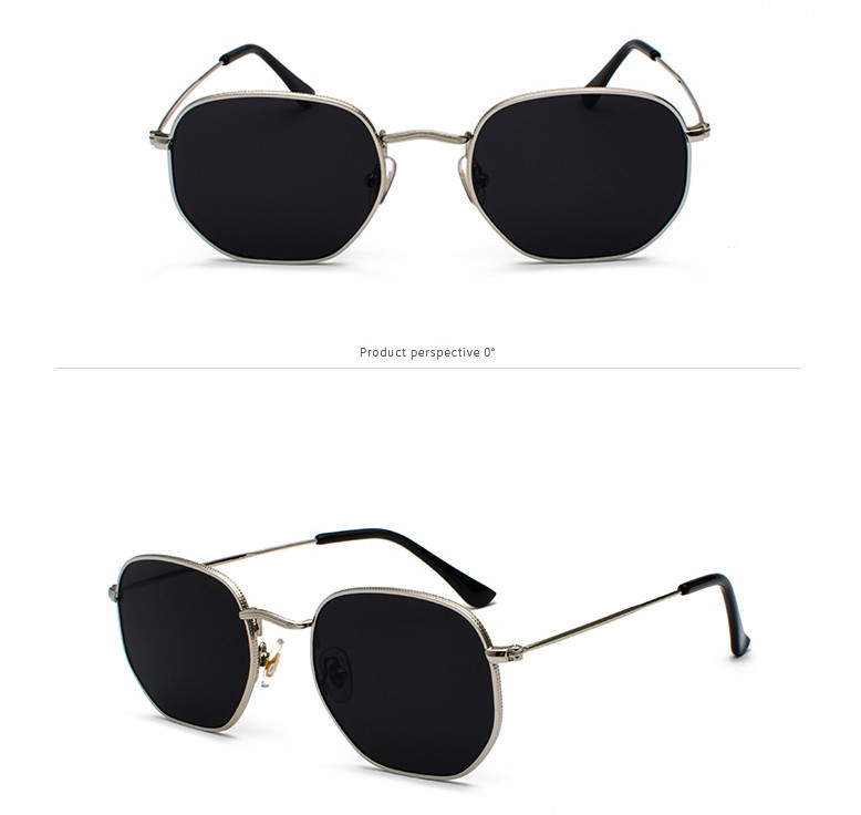Men Sunglases Hexagon Sunglasses New Women Metal Frame Fishing Glasses Gold Tea