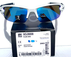 Oakley FLAK XXS YOUTH Matte White PRIZM Sapphire Blue Lens Sunglass OJ9008-07