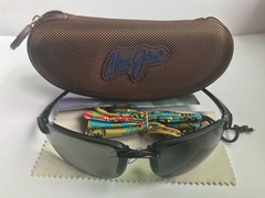 MAUI JIM HO’OKIPA POLARIZED Rimless SUNGLASSES 407-02 Gloss Black/ Neutral Grey