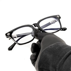 Men Women Clear Lens Designer Classic Black Silver Plated Cross Glasses