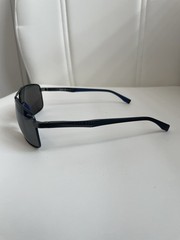 HUGO BOSS BOSS 0697/P/S Polarized Rectangle Sunglasses Black/Gray Metal 135mm