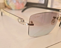 Cartier Rimless Sunglasses for Men, Buffalo Horn Temples, Gradient Lenses