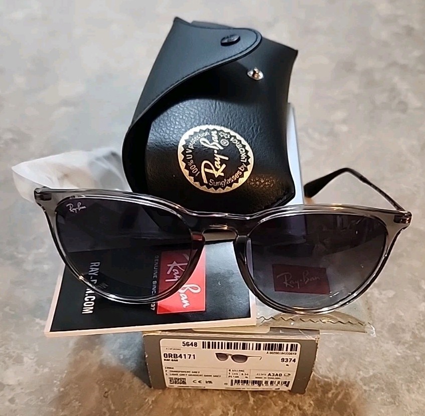 🔥 Genuine Ray-Ban Erika Unisex Sunglasses RB4171 65138G Transparent GRAY 54mm