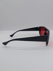 Y2K Black Flat Top Locs Sunglasses Red Colored Tint Lens Cholo Lowrider…