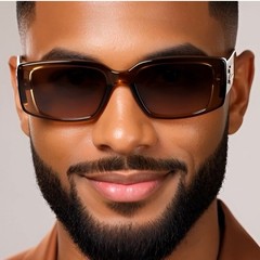 Men Sunglasses Fashion Designer Beige Retro Rectangle Trendy Style Lentes New