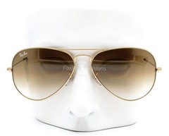 Ray-Ban Aviator Sunglasses RB 3025 001/51 Shiny Gold Brown Gradient 58mm w/case