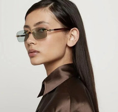 Gucci GG1221S 003 Unisex Square Sunglasses in Burgundy/Gold with Green Lens 100%