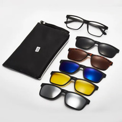 6 in 1 Men Women Polarized Optical Magnetic Sunglasses Clip Magnet Clip on Sungl
