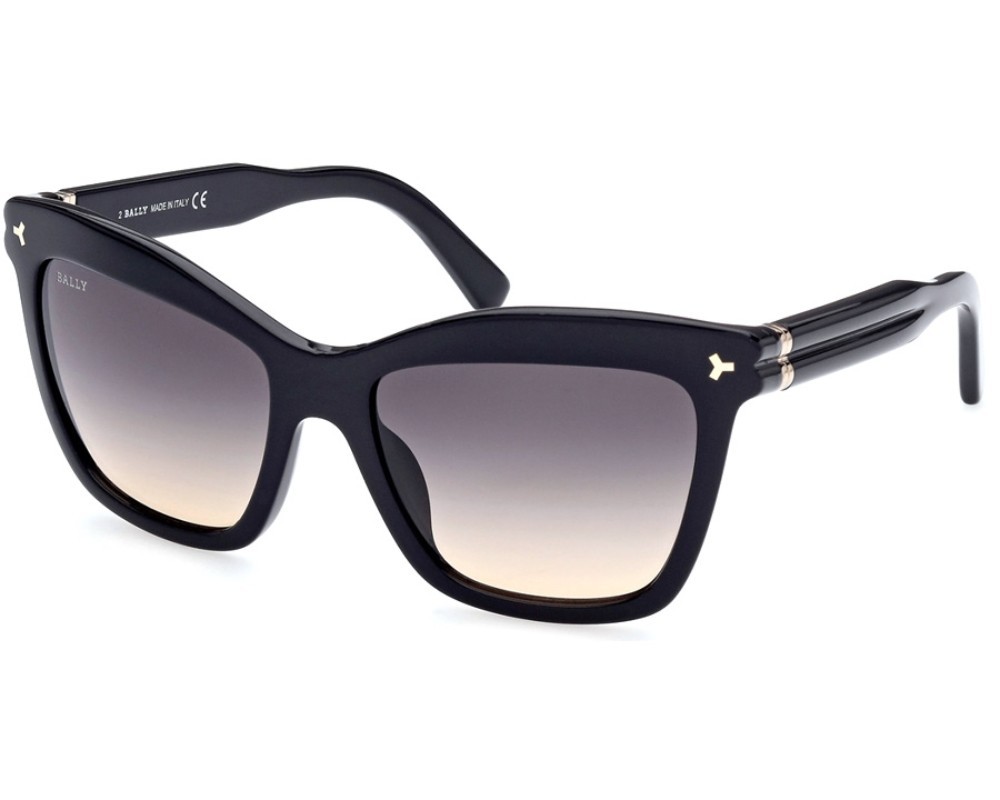 BALLY BY0082 01B Black Square Cat Eye Plastic Sunglasses Frame 56-18-135