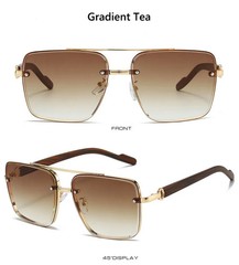 Men’s Metal Sunglasses Square Half Frame Rice Nails Casual Trend Personality