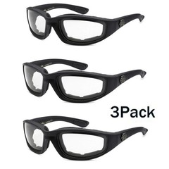 3 Pairs Motorcycle Sports Biker Riding Glasses Padded Wind Resistant Sunglasses