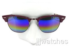 New Ray-Ban Clubmaster Mineral Flash Burgundy Sunglasses RB3016 1222C2 51 $178