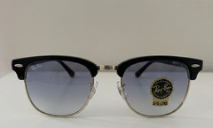 Classic Raybans RB3016 Clubmaster Unisex Black w/ Gradient Bluish Gray Lenses