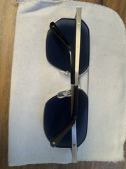 Cartier Santos CT0462S 002 Silver Navigator Aviator Sunglasses Blue Polarized