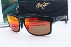 Maui Jim Pokowai Arch MJ 439-35UTD Black Wrap Sunglasses Red polarized Lens 58mm