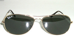 RAY BAN RB3362 3P 59[]14 GOLD POLARIZED CRYSTAL COCKPIT AVIATOR SUNGLASSES MINT