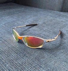 Retro Oakley-Like Juliet Y2K Sports Sunglasses. Orange Lens. No Case