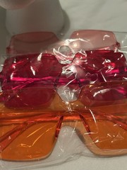 Unisex Square Sunglasses, Candy colors, Plastic Frame and Lenses 3 pack