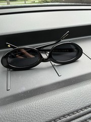 ELEVENTH HOUR CAPRI Oval Sunglasses Black Frame/Black Tinted Lenses, Lightweight